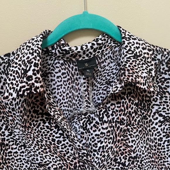 Worthington XL Cheetah Print Short Sleeve Blouse - Picture 5 of 7